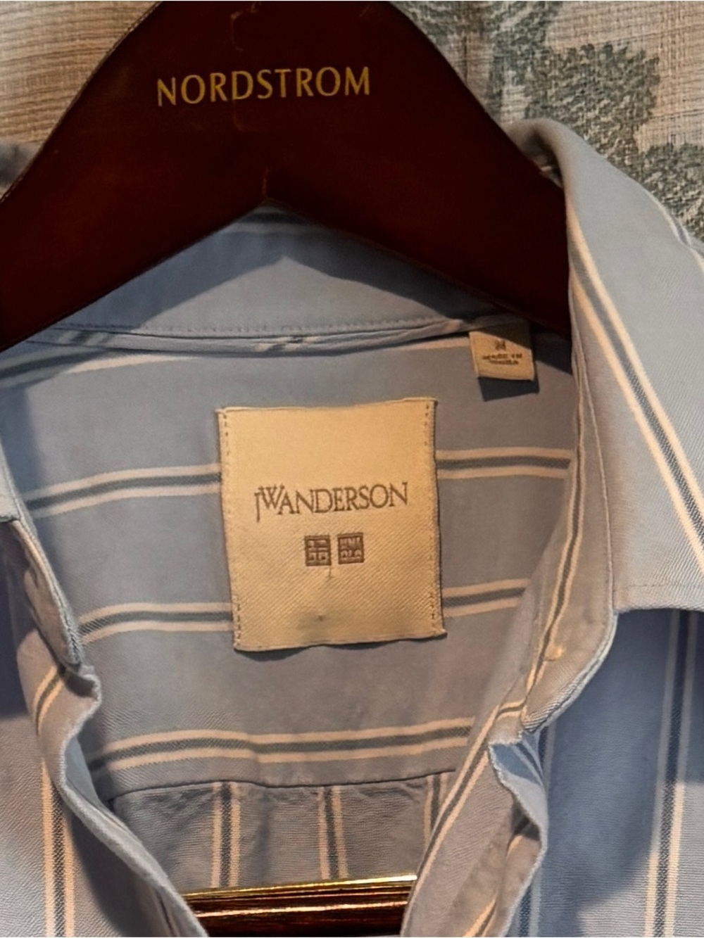 JW ANDERSON Blue and White Striped Button-Down Shirt